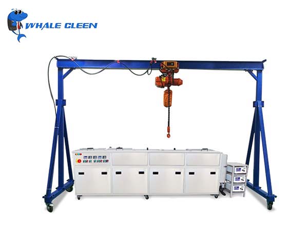 Line hoist/electric hoist multi-tank type ultrasonic cleaning machine
